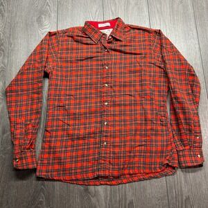 Hardy Amies Viyella Wool Cotton Plaid Shirt Red Savile Row London Vintage Mens